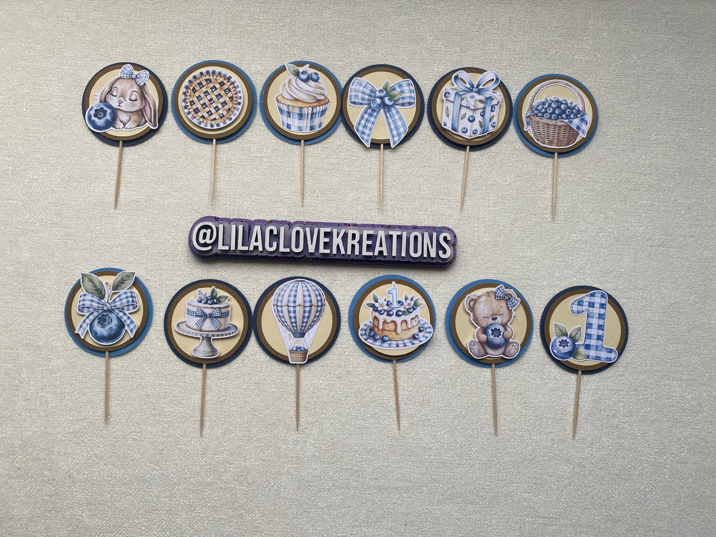 BLUEBERRY 1ST BIRTHDAY CUPCAKE TOPPERS