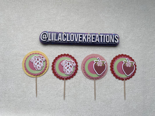 STRAWBERRY BABY SHOWER CUPCAKE TOPPERS