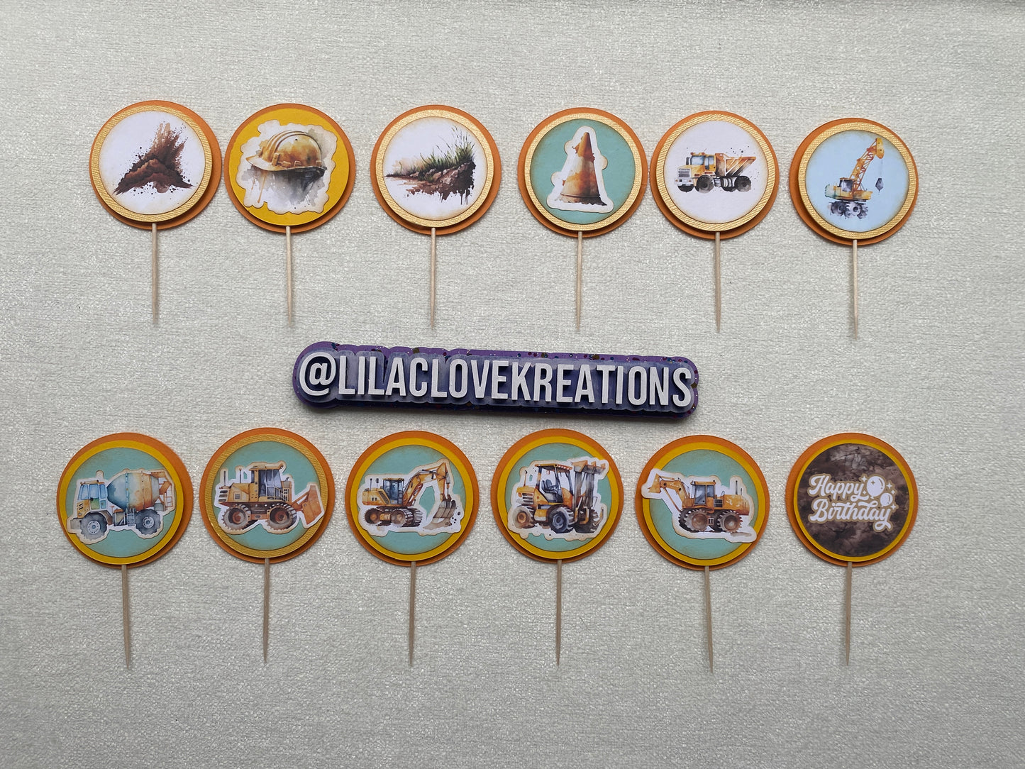 CONSTRUCTION BIRTHDAY CUPCAKE TOPPERS
