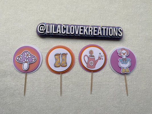 GARDEN GOOSE BIRTHDAY CUPCAKE TOPPERS