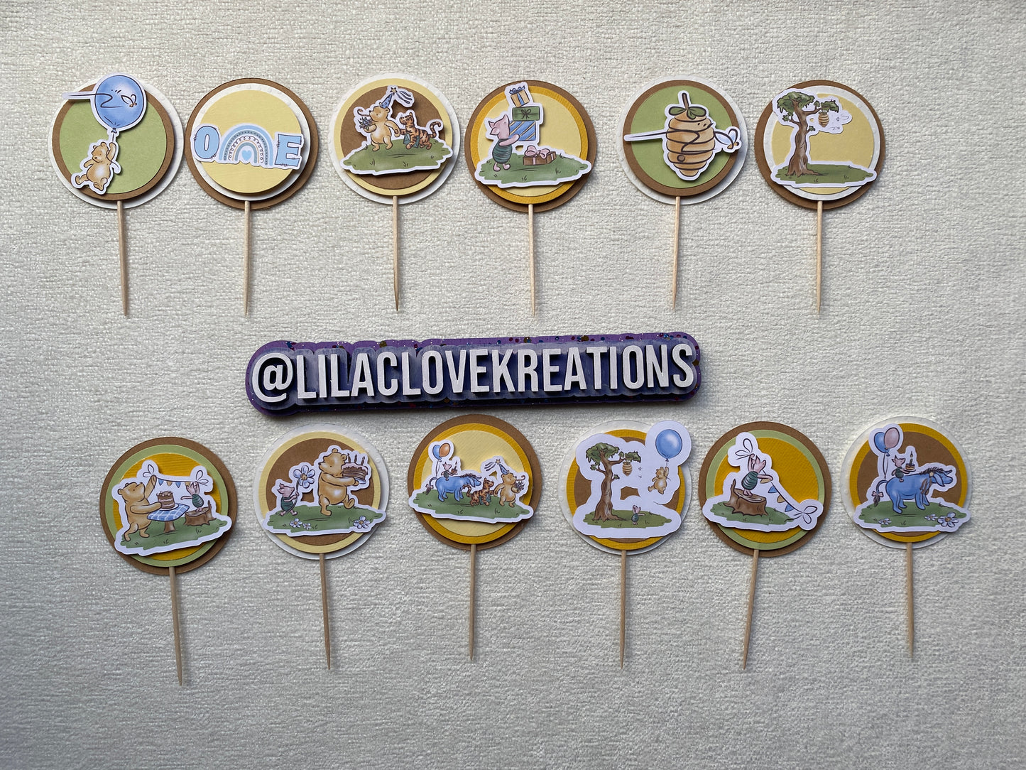 HONEY BEAR & FRIENDS 1ST BIRTHDAY CUPCAKE TOPPERS