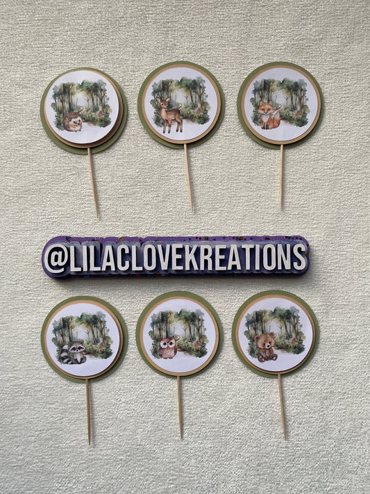 WOODLAND ANIMAL BABY SHOWER CUPCAKE TOPPERS