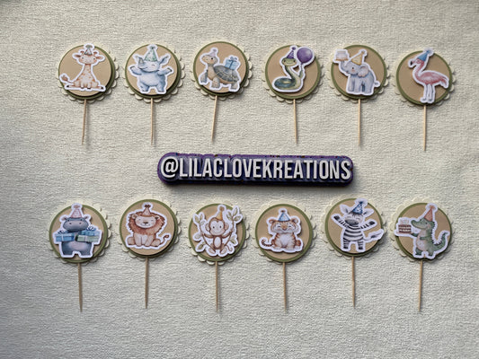 PARTY ZOO ANIMAL CUPCAKE TOPPERS