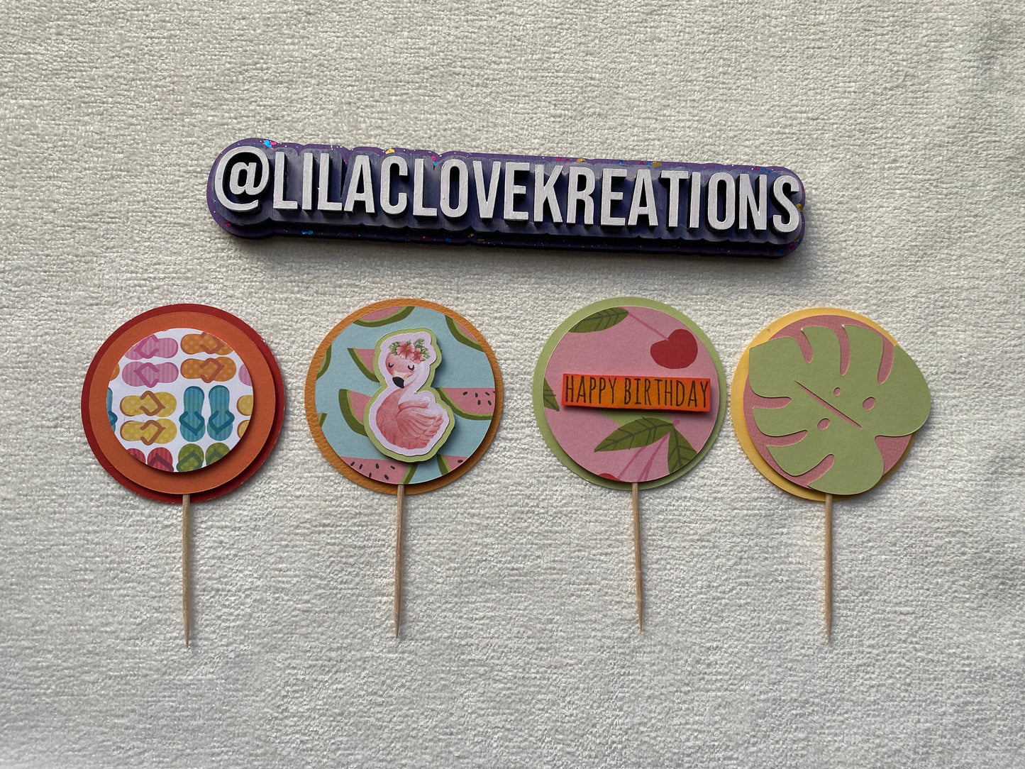 TROPICAL BIRTHDAY CUPCAKE TOPPERS