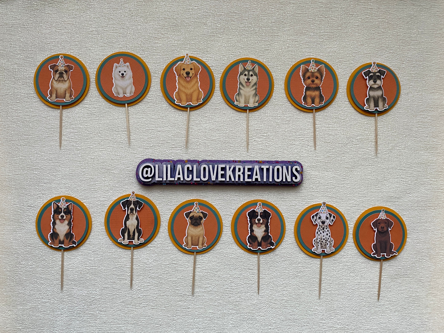 DOG BIRTHDAY CUPCAKE TOPPERS