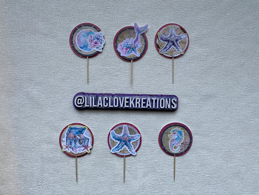 PINK MERMAID CUPCAKE TOPPERS