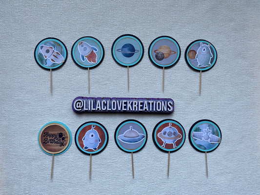 SPACE BIRTHDAY CUPCAKE TOPPERS