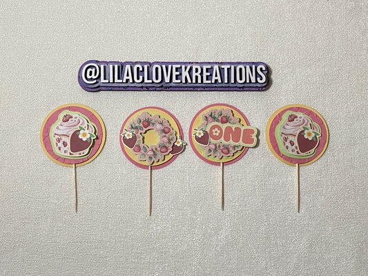 STRAWBERRY ONE CUPCAKE TOPPERS