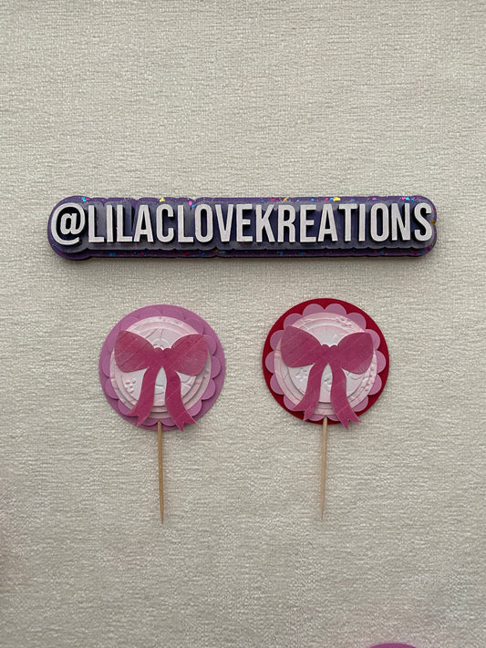 PINK BOW CUPCAKE TOPPERS