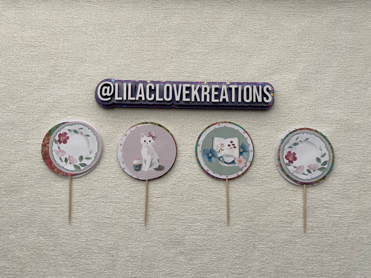 KITTEN AND BOOK CUPCAKE TOPPERS