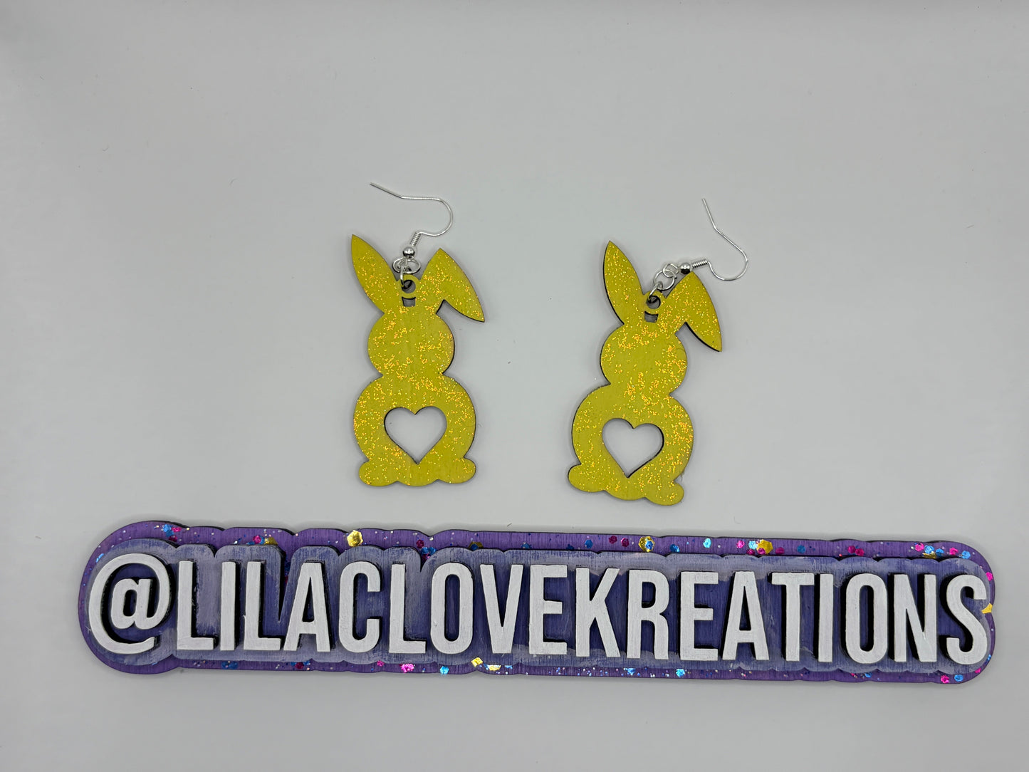 GLITTERED EASTER BUNNY DROP EARRINGS