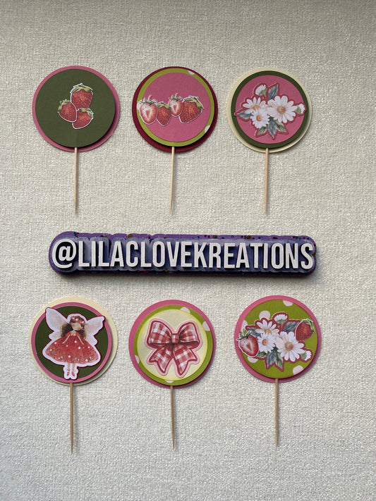 STRAWBERRY FAIRY CUPCAKE TOPPERS