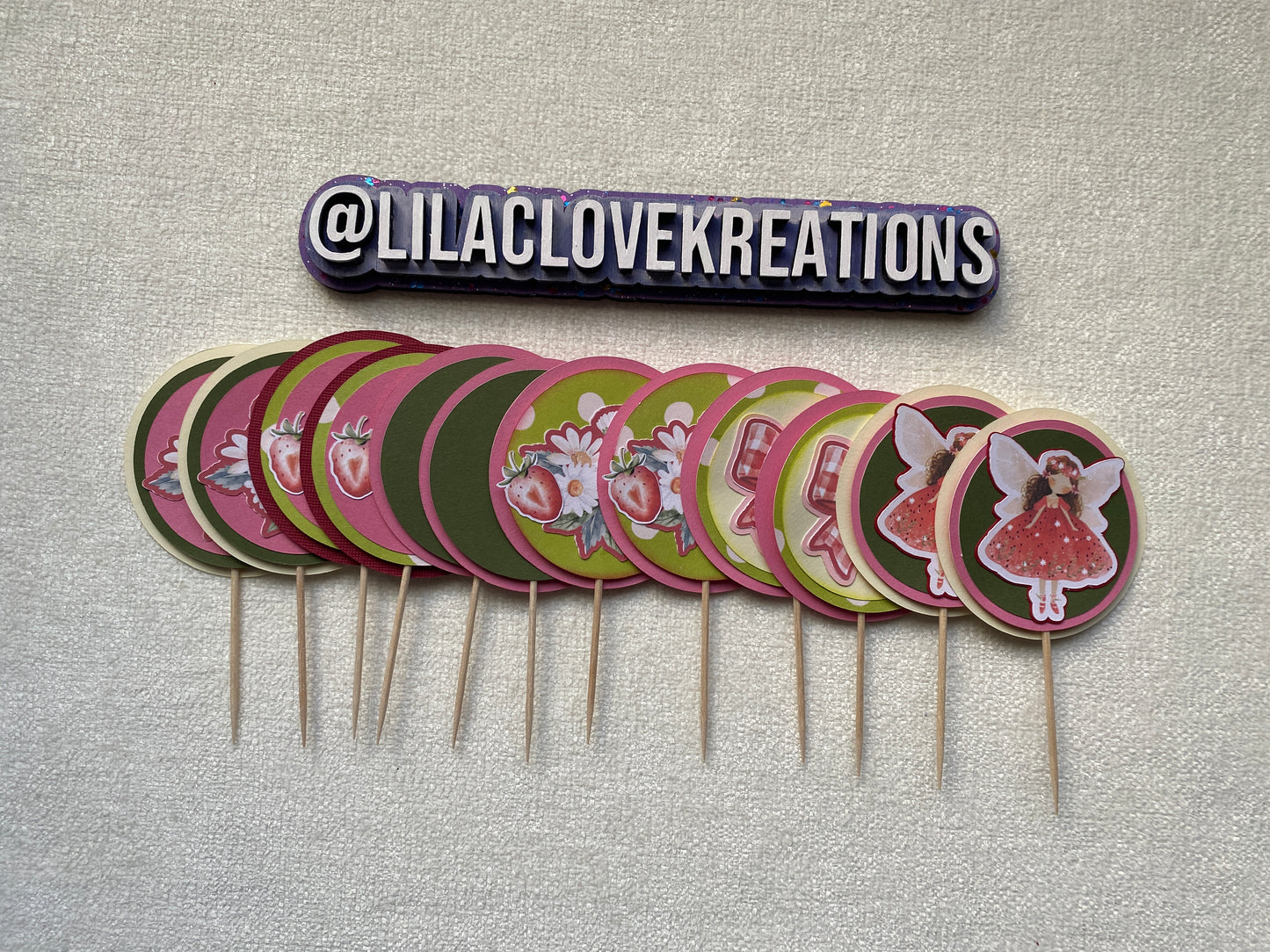 STRAWBERRY FAIRY CUPCAKE TOPPERS