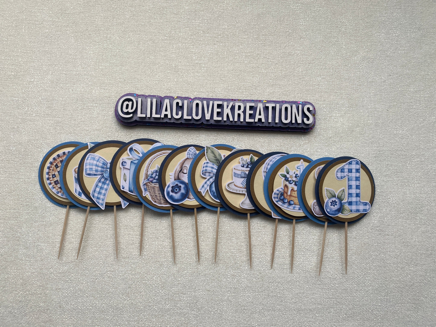 BLUEBERRY 1ST BIRTHDAY CUPCAKE TOPPERS
