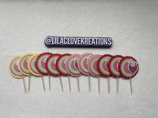 STRAWBERRY BABY SHOWER CUPCAKE TOPPERS