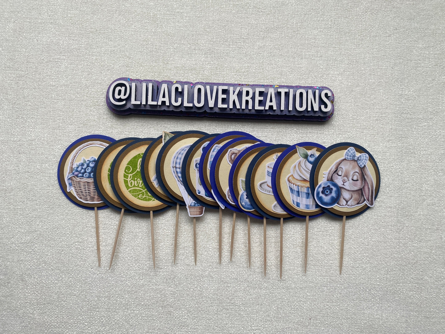 BLUEBERRY 1ST BIRTHDAY CUPCAKE TOPPERS