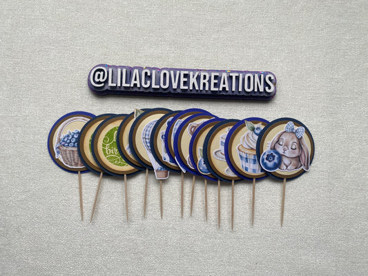 BLUEBERRY 1ST BIRTHDAY CUPCAKE TOPPERS