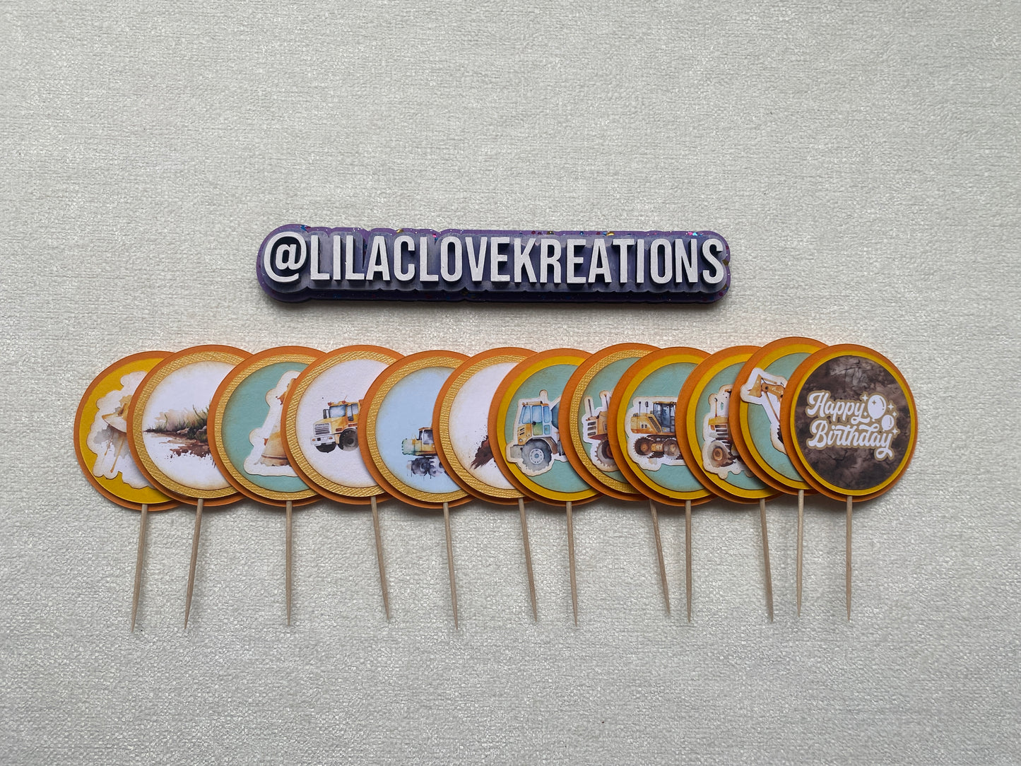 CONSTRUCTION BIRTHDAY CUPCAKE TOPPERS