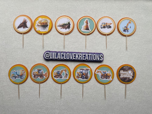 CONSTRUCTION BIRTHDAY CUPCAKE TOPPERS