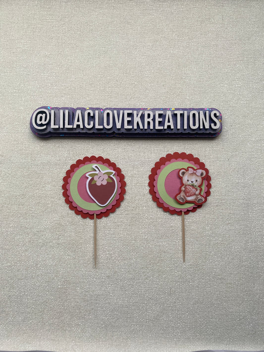 STRAWBERRY BEAR CUPCAKE TOPPERS