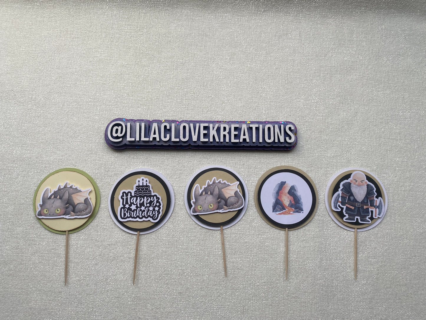 DRAGON BIRTHDAY CUPCAKE TOPPERS