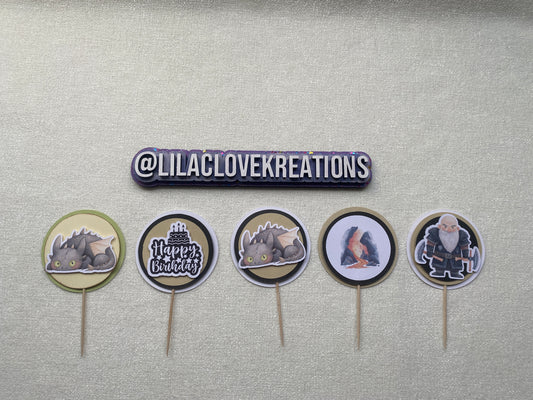 DRAGON BIRTHDAY CUPCAKE TOPPERS