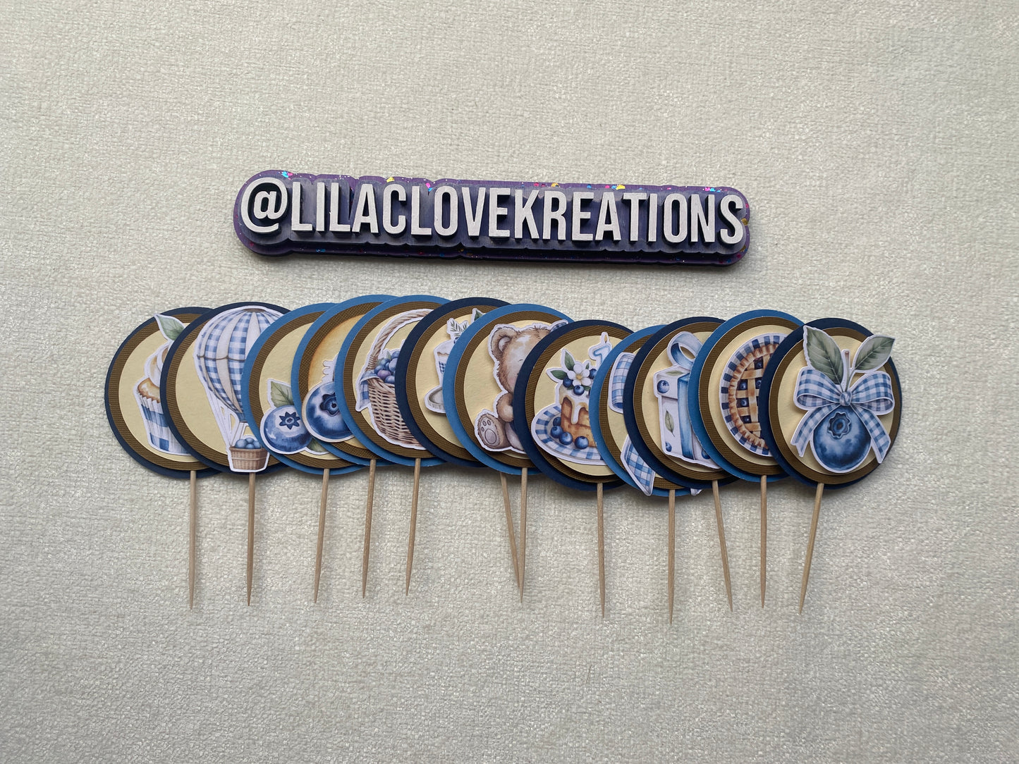 BLUEBERRY 1ST BIRTHDAY CUPCAKE TOPPERS