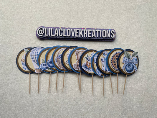 BLUEBERRY 1ST BIRTHDAY CUPCAKE TOPPERS