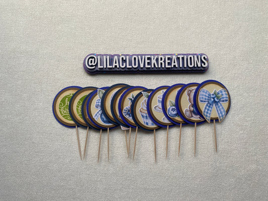 BLUEBERRY BEAR 1ST BIRTHDAY CUPCAKE TOPPERS