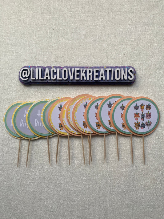 ANIMAL FACE BIRTHDAY CUPCAKE TOPPERS