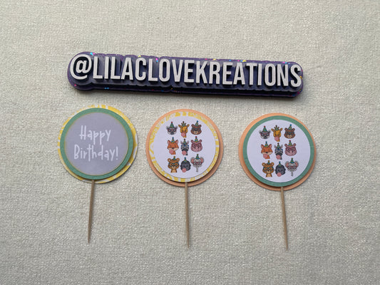 ANIMAL FACE BIRTHDAY CUPCAKE TOPPERS