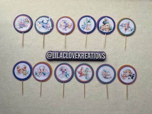 OCEAN FRIENDS CUPCAKE TOPPERS