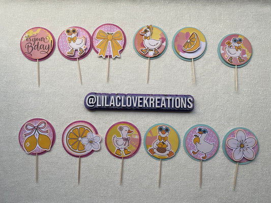 LEMON GOOSE BIRTHDAY CUPCAKE TOPPERS