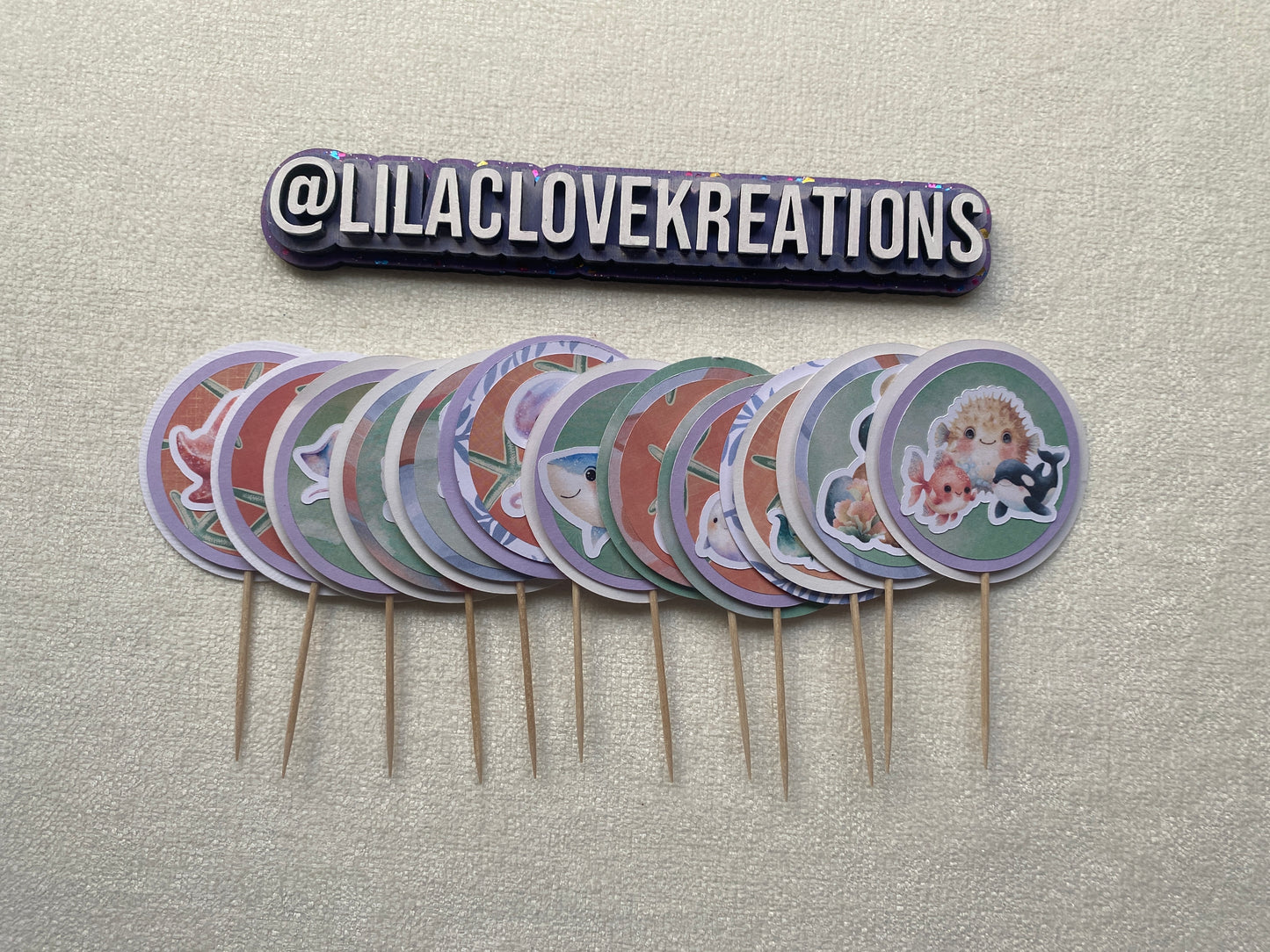OCEAN FRIENDS (PASTEL) CUPCAKE TOPPERS