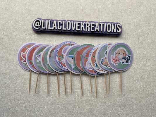 OCEAN FRIENDS (PASTEL) CUPCAKE TOPPERS