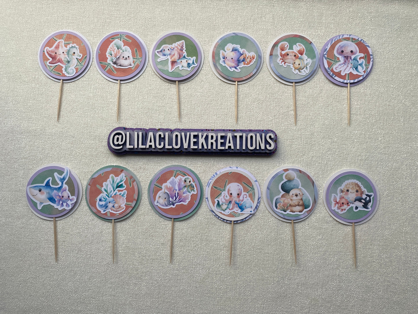 OCEAN FRIENDS (PASTEL) CUPCAKE TOPPERS
