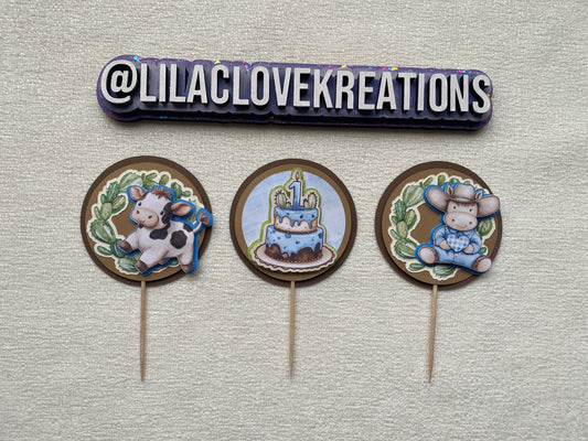 RODEO 1ST BIRTHDAY CUPCAKE TOPPERS