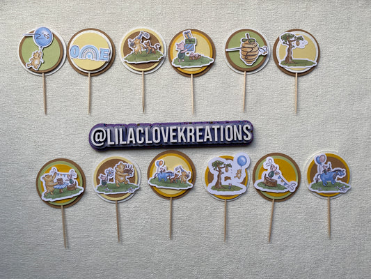 HONEY BEAR & FRIENDS 1ST BIRTHDAY CUPCAKE TOPPERS