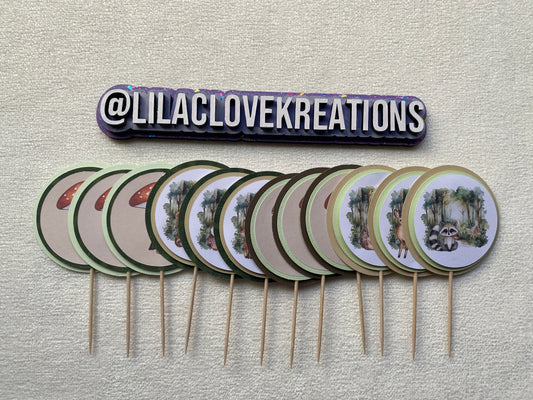 WOODLAND ANIMAL BABY SHOWER CUPCAKE TOPPERS