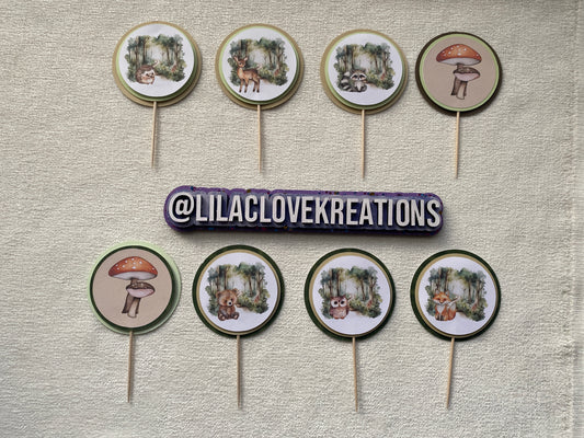 WOODLAND ANIMAL BABY SHOWER CUPCAKE TOPPERS