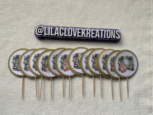 WOODLAND ANIMAL BABY SHOWER CUPCAKE TOPPERS