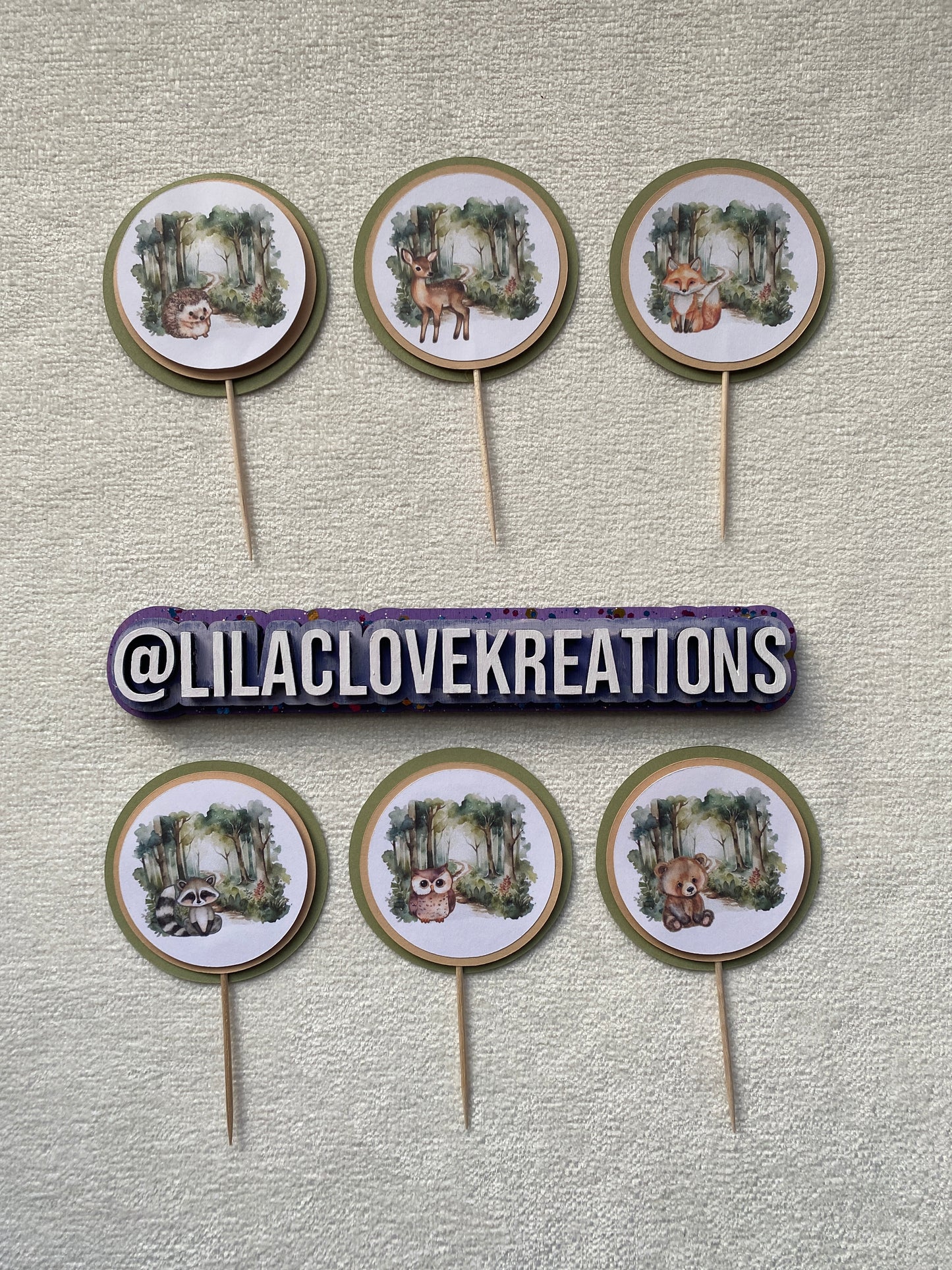WOODLAND ANIMAL BABY SHOWER CUPCAKE TOPPERS