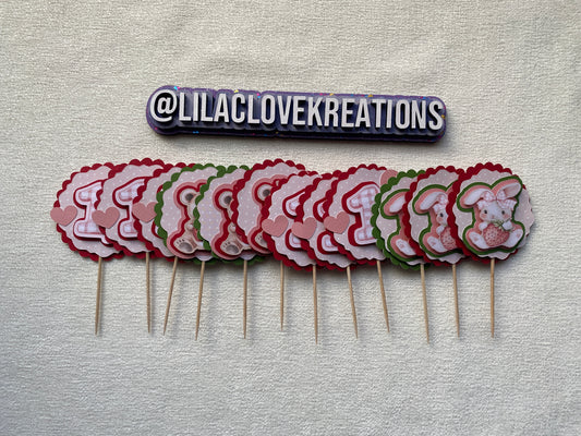 STRAWBERRY 1ST BIRTHDAY CUPCAKE TOPPERS