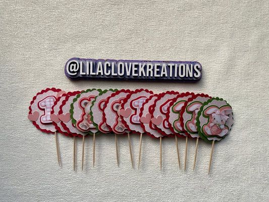 STRAWBERRY 1ST BIRTHDAY CUPCAKE TOPPERS