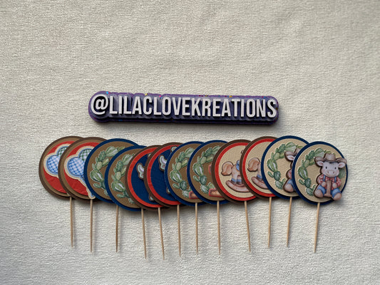 RODEO 1ST BIRTHDAY CUPCAKE TOPPERS