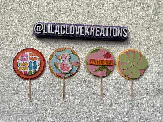 TROPICAL BIRTHDAY CUPCAKE TOPPERS