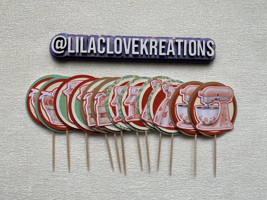 PEACH BAKING CUPCAKE TOPPERS