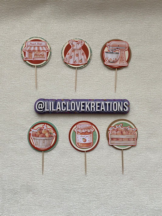 PEACH BAKING CUPCAKE TOPPERS
