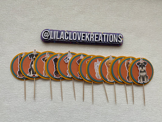 DOG BIRTHDAY CUPCAKE TOPPERS