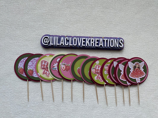 STRAWBERRY FAIRY CUPCAKE TOPPERS